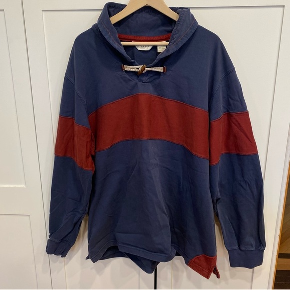 Orvis Vintage Mens Rugby Shirt Toggle Rope Closure 100% Cotton - Picture 1 of 9